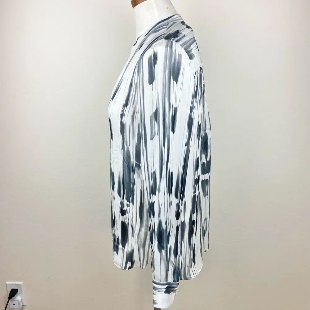 Vince Black Brush Silk V-Neck Blouse